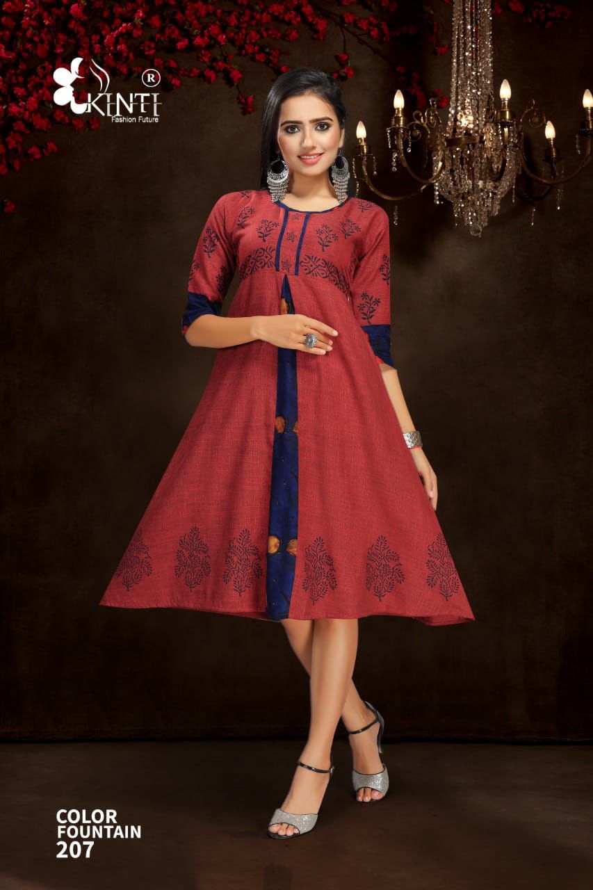 Kinti Colour Fountain 3 Fancy Ethnic Wear Rayon Anarkali Kurti Collection